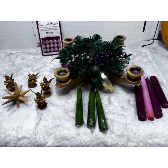 Alvin Preissler German w/standing angels Advent Candlelabrum with tealight natur - Picture 7 of 16